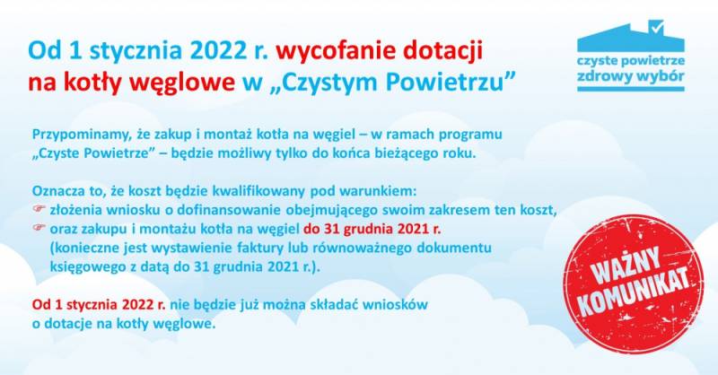 Zdjęcie: Przypomnienie: Od 1 stycznia 2022 r. wycofanie dotacji ...